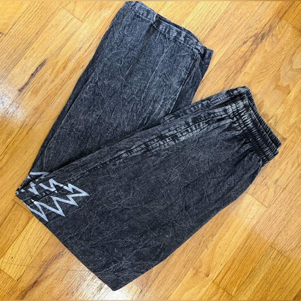 Hand Made 100% Cotton Distressed Washed Joggers Grateful Dead Lightning Bolt ⚡️